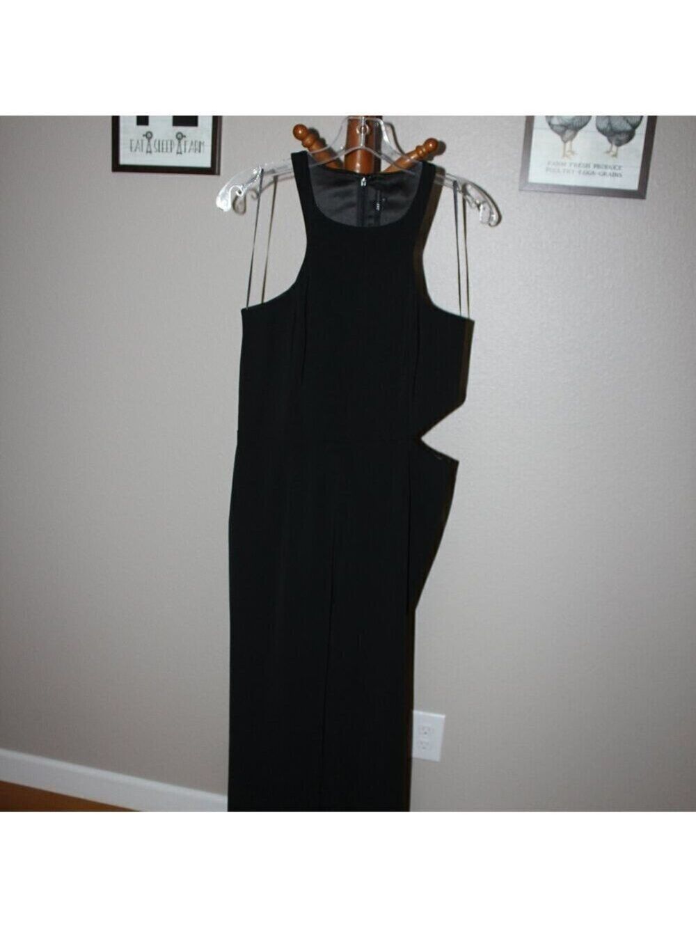 Jay Godfrey Wide Leg Jumpsuit Black Side Cutout Womens Size 8 Sophisticated EUC - Picture 3 of 12